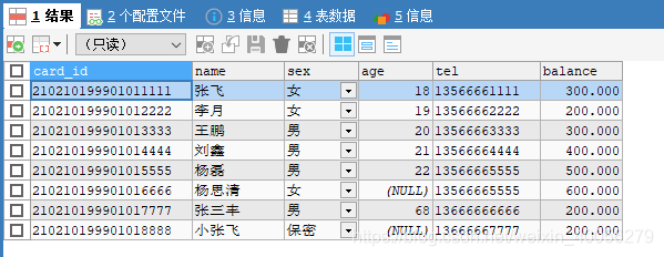 查询读者信息表所有数据