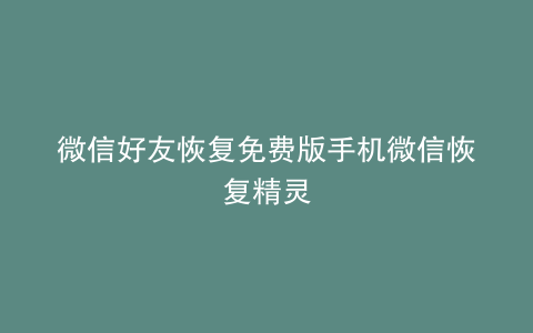 微信好友恢复免费版手机微信恢复精灵